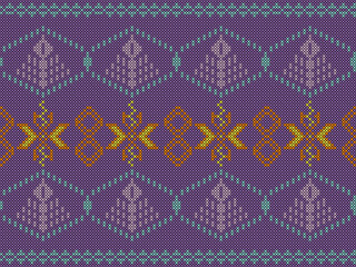 Colorful seamless knitting pattern. Design for capet, wrapping, clothing, knitting, Ikkat, ikat, fabric.