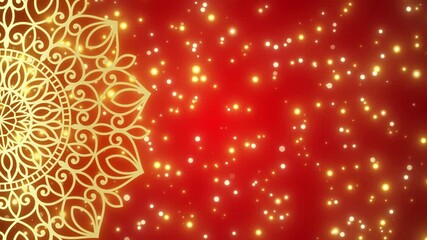 Abstract Golden mandala art 4k video footage, Floral vintage decorative element's, Mandala animation with seamless looping, Editable background.	