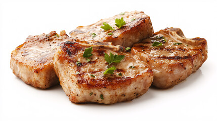 Juicy Grilled Pork Chops with Parsley Garnish