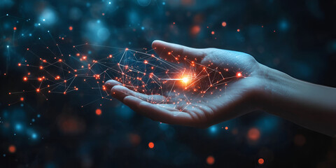 "Digital Innovation: Hand Holding a Network of Connected Data Points". This title highlights the concept of technology, innovation, and data connectivity, making it appealing for use in tech-related 