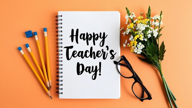 happy teacher's day on a blocknote