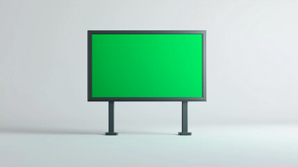 Signboard with green screen, mock-up for advertisement with white background [Generative AI] 広告用グリーンスクリーンのモックアップ