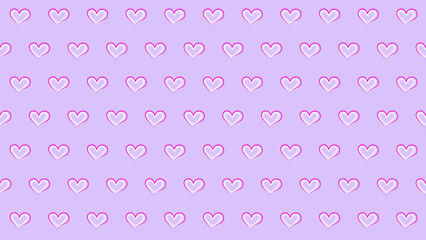 紫にピンクの可愛い手描きハートのシームレス背景