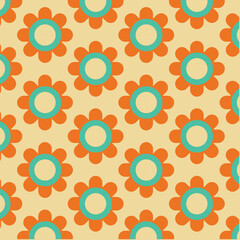 70's Retro Seamless Pattern. 60s and 70s Aesthetic Style.