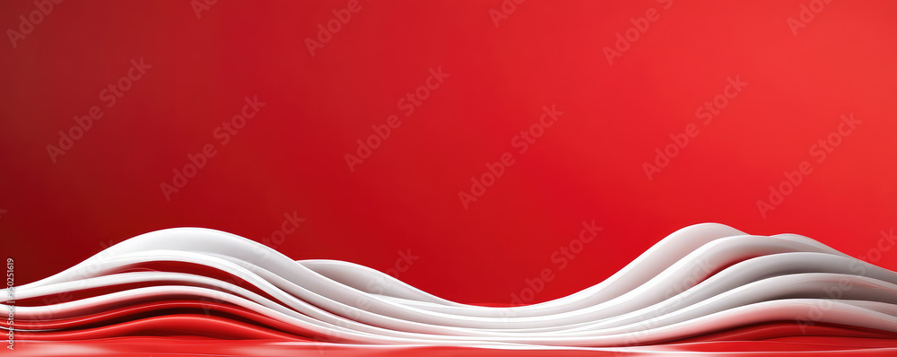 Aufkleber waves of white on vibrant red, flowing forms create a striking visual contrast, evoking a sense of m