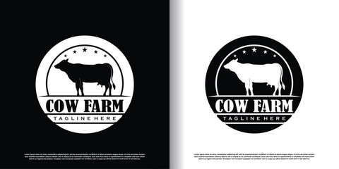 Cow logo design for business Premium Vector