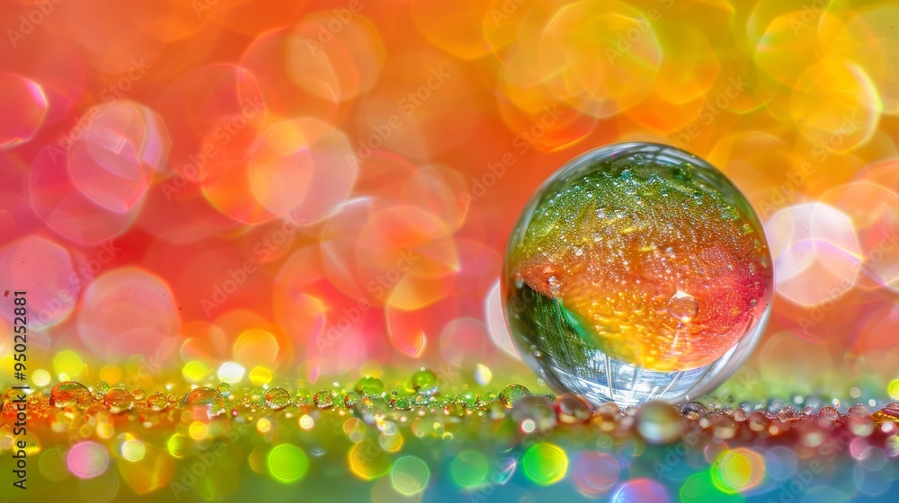 Poster abstract close up of cells against a vivid background with blurred backdrop and space for text