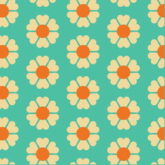 70's Retro Seamless Pattern, 60s and 70s Aesthetic Style, vector pattern