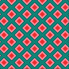 Christmas Retro Pattern in Green, Pink, Red and Beige, xmas vector pattern design, 60s and 70s retro aesthetic style