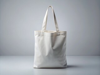 Elegant white canvas tote bag with natural fiber texture and soft folds, isolated on a clean background, ready for your design or branding.