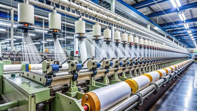 Close-up of textile production machinery in a factory, textile, manufacturing, industry, machinery, equipment