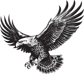 Obraz premium Soaring Eagle: A Powerful Vintage-Style Vector Illustration