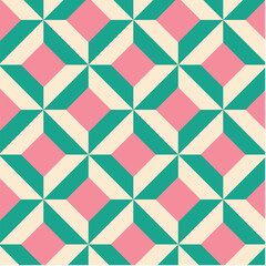 Christmas Retro Pattern in Green, Pink, Red and Beige, xmas vector pattern design, 60s and 70s retro aesthetic style