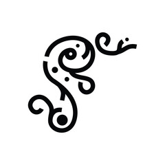 Black abstract line art ornamental element design
