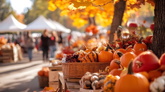 A lively festival with traditional fall activities under warm earthy tones