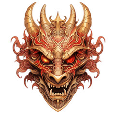 Naklejka premium red dragon mask transparent background