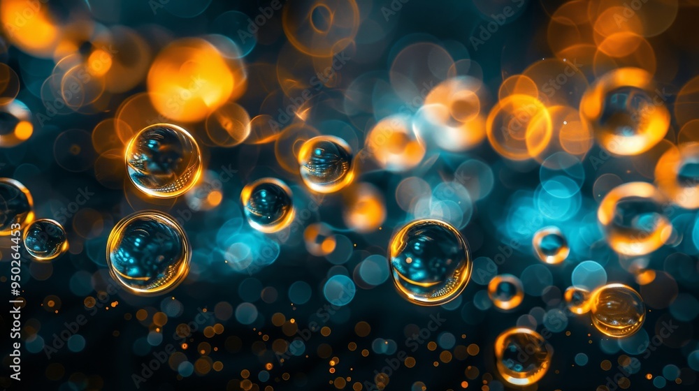 Poster close up of an abstract cell on a colorful background with a blurred backdrop and ample copy space
