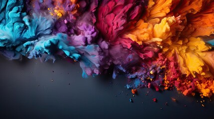 An artistic and vibrant display of colorful abstract shapes against a white background,