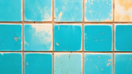 Weathered Blue Tiles with Peeling Paint Texture.