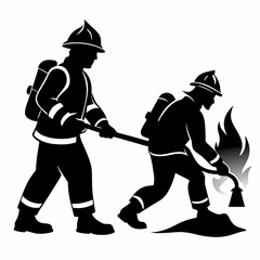 Firefighters Black silhouette