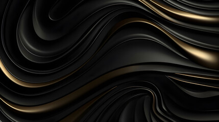 Obraz premium black luxury abstract background with lines and waves golden elegant texture backdrop generative Ai.
