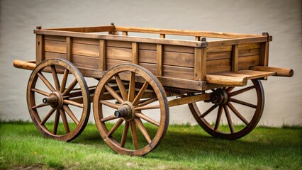 Fototapeta premium Wooden pushcart with traditional design made of sturdy oak wood , vintage, transport, rustic, handmade, market, craftsman