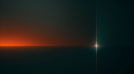 Obraz premium Minimalist wallpaper, dark background with a neon light strip, a single vertical line of the screen, a simple and elegant style, a dark blue and orange color scheme, and a smooth gradient