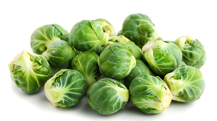 Fototapeta premium Crisp Brussels Sprouts on Bright White Backdrop Ideal for Culinary Projects.