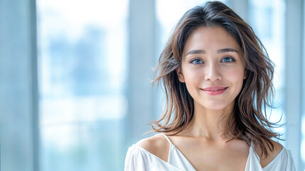 Fototapeta premium Beautiful Asian Woman Smiling Portrait