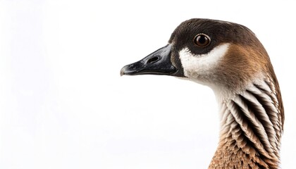 nene or Hawaiian goose - Branta sandvicensis - exclusively found in the wild on the islands of Maui, Kauai, Molokai, and Hawaii. Isolated on white background with copy space