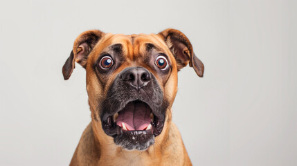 Obraz premium Studio Portrait of Funny and Excited Dog Face Shocked