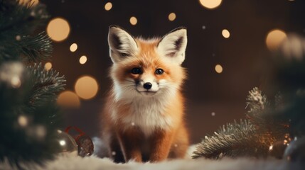 Cute Fox in Winter Scene