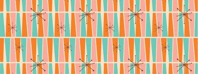Fototapeta premium 50s Mid Century Modern Seamless Pattern