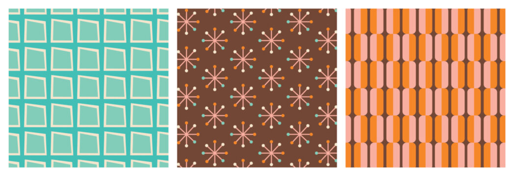50s Mid Century Modern Pattern Bundle Set, 1950s Atomic Patterns