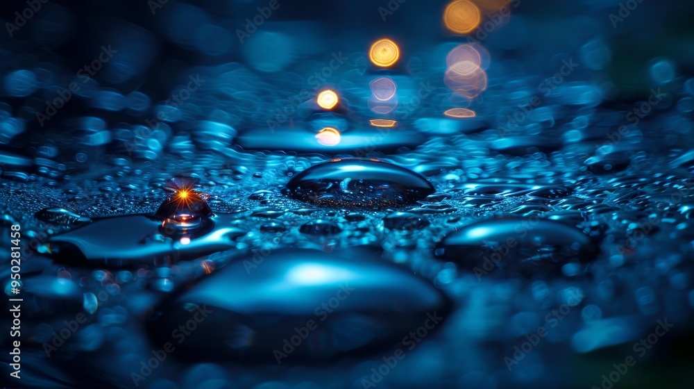 Poster close up of water droplet on a surface for use in templates and presentation slides background