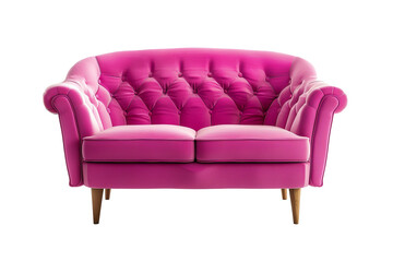 Fototapeta premium Single pink sofa isolated on transparent background.