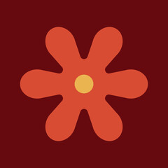 70s Retro Flower Clipart Elements Vector Design, in red, orange and yellow colors, flowers