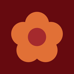 70s Retro Flower Clipart Elements Vector Design, in red, orange and yellow colors, flowers