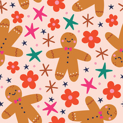 Ginger Cookie Pattern Gingerbread Background Christmas Ginger Bread Background