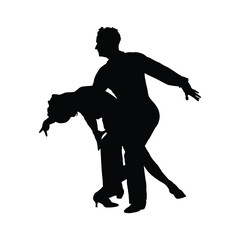 Couple silhouette dance illustration design isolated