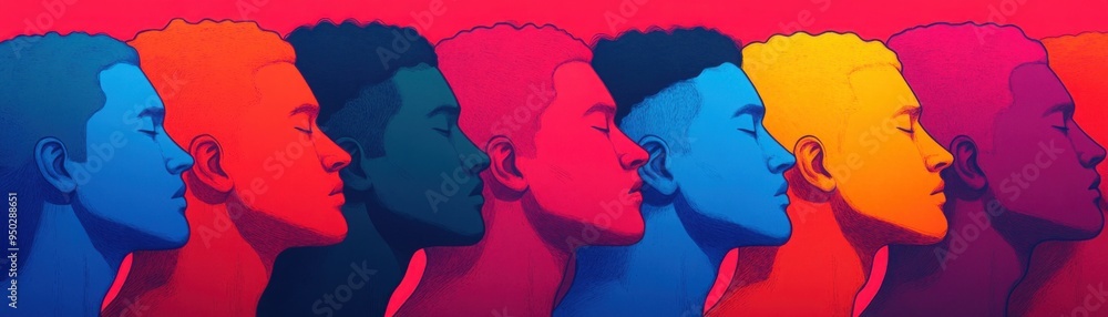 Poster digital art showing a diverse group of individuals connected by glowing threads of unity, symbolizin