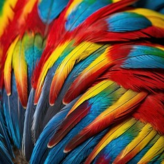Fototapeta premium Close-Up of Vibrant Macaw Feathers in Detail 