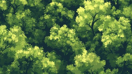 Naklejka premium Lush Green Tree Canopy Foliage Nature Summer Forest Overhead View Abstract