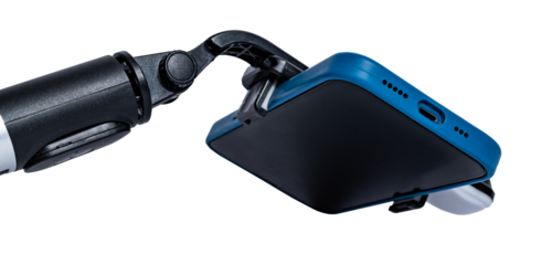 Selfie stick and smartphone on transparent background