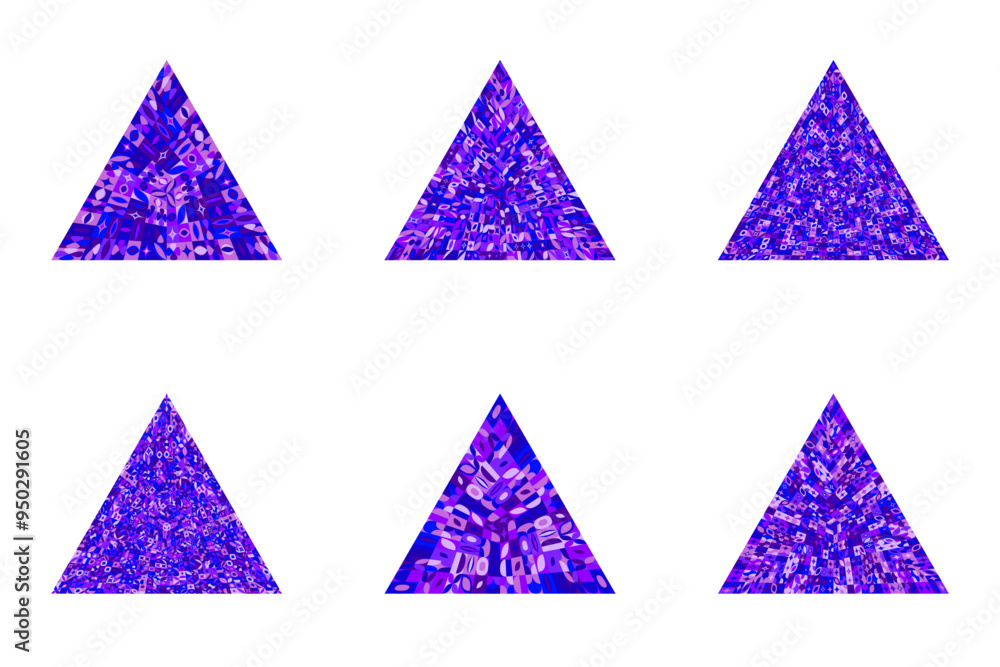 Poster mosaic triangle logo template set - geometrical abstract vector design element on background