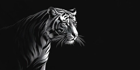 Obraz premium White Tiger Portrait in Black and White