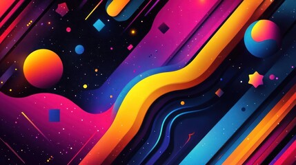 A vibrant and colorful digital art illustration of a fantasy cosmic journey,