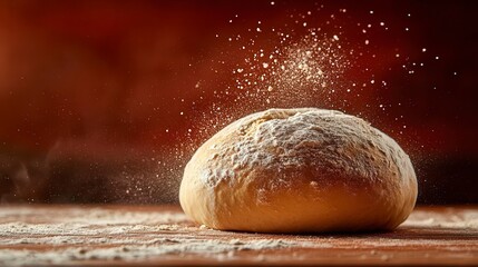 Freshly baked bread with a dusting of flour