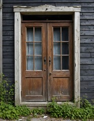 Obraz premium Weathered Wooden Door of an Abandoned House