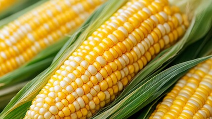 Fresh corn on the cob with green husks